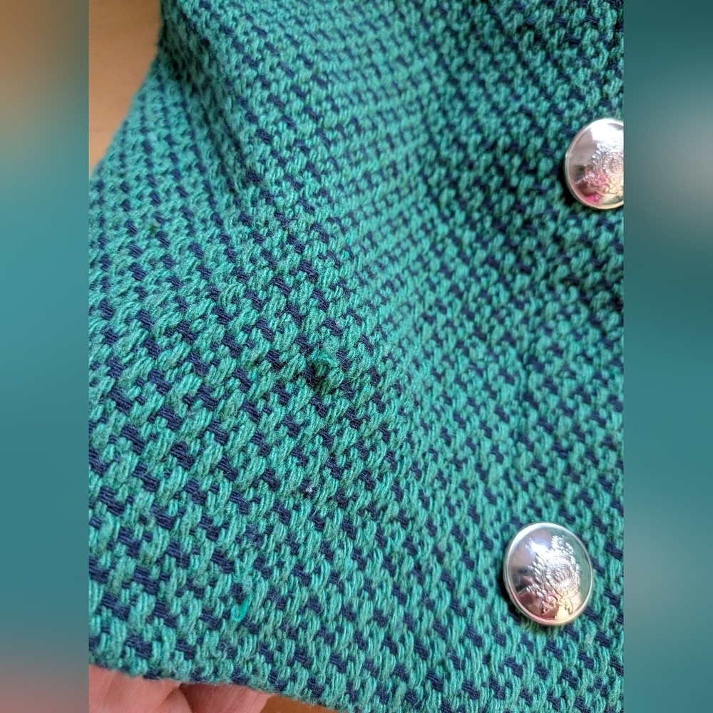 ZARA CROP Women Blazer Crochet Military Style Size XS Green And Navy Blue - Picture 7 of 10